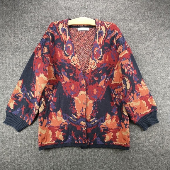 Adyson Parker Women's Open Front Cardigan Knit Sweater Multicolor L Abstract - Picture 2 of 12